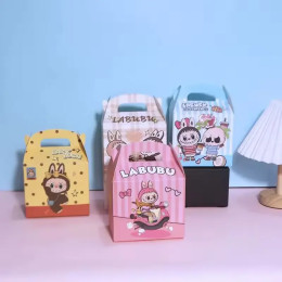 10/20 шт., новая серия Labubu, вечерние сумки-тоут, праздничный мультфильм, детский подарок, складная бумажная коробка, упаковочная коробка для конфет