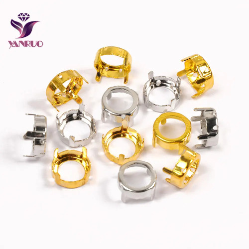 YANRUO круглые стразы, когти, посеребрение, медь, шитье, хрустальные стразы, бусины, основа, рамка на пьедестале