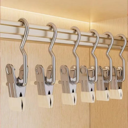 10 шт., прищепки из нержавеющей стали, прищепки для стирки, крючок, портативный подвесной зажим для одежды, брюки, носки, зажим для хранения в гардеробе