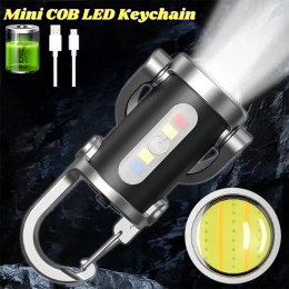 Мини-COB светодиодный брелок-фонарик, многофункциональный USB-светильник, брелок для ключей для активного отдыха, портативный подарок для парня, подарок для вечеринки