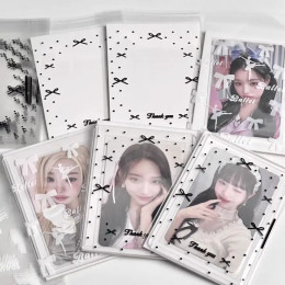50 шт., рукава для карточек Idol, INS, защита для фотокарт в балетном стиле, прозрачный бант с принтом, самоклеящиеся мешки Opp, упаковочная сумка