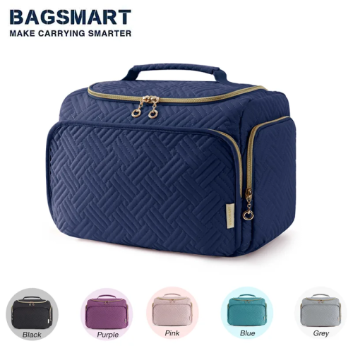 BAGSMART косметичка для чехлов для макияжа, органайзер для макияжа большой емкости с ручкой, водонепроницаемое дорожное хранилище туалетных принадлежностей