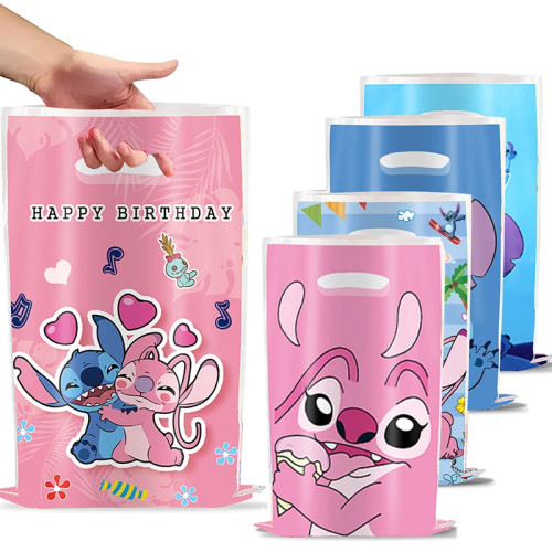 10 подарочных пакетов Disney Lilo&Stitch для вечеринки, детские конфеты, подарочные пакеты для вечеринки, синий Stitch, розовый ангел, Гуди, подарочные пакеты для детей на день рождения