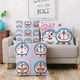Cute Cartoon Robot Cat Doraemons Pillow Covers Cartoon Sofa Decorative Home Double-sided Printing Short Plush Cute Cushion Cover