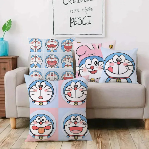 Cute Cartoon Robot Cat Doraemons Pillow Covers Cartoon Sofa Decorative Home Double-sided Printing Short Plush Cute Cushion Cover