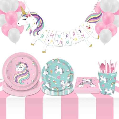 Одноразовые бумажные столовые приборы для вечеринок на тему Единорога, милая радужная Пони, тарелка, чашка, салфетка для Дня рождения, Свадьбы, детского душа, вечеринок