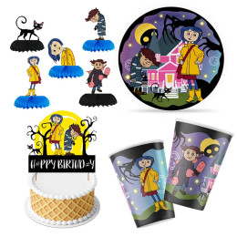 Украшения для дня рождения Coraline, декоративные шары из Коралина, одноразовая посуда для дня рождения, бумажная посуда для Ki