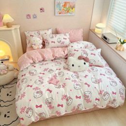 Пододеяльник Hello Kitty розового цвета с милым мультяшным рисунком, из мягкого полиэстера, устойчивый к разрыву, подходит для подарка