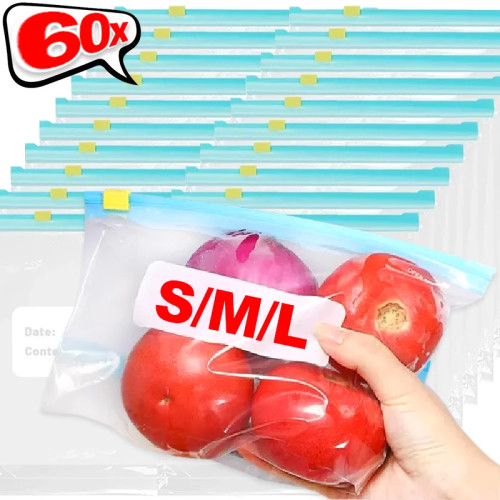 Многоразовые пакеты для хранения продуктов питания с выдвижными замками, герметичные, устойчивые к запахам пакеты для морозильной камеры для холодильника, фруктов, овощей, кухонные принадлежности