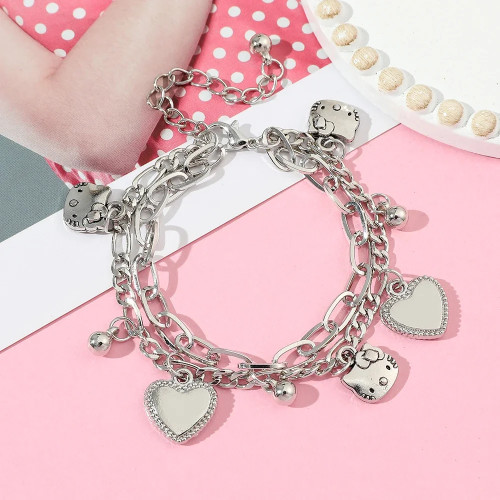 Аксессуары Sanrio Kawaii Hello Kitty, браслет, подвески, металлические мультяшные милые ювелирные изделия Y2k, милые подарки для девочек
