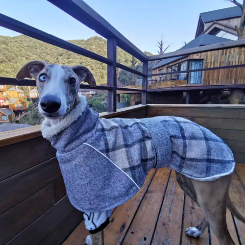 Итальянская одежда Greyhound, Осеннее/зимнее клетчатое пальто, шерстяное светоотражающее хлопковое пальто с защитой от холода, подходит для одежды для собак и домашних животных