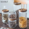 Стеклянная банка для хранения с деревянным покрытием из акации, кухонные закуски, чай, кофейные зерна, вместительные герметичные бутылки для хранения из боросиликата