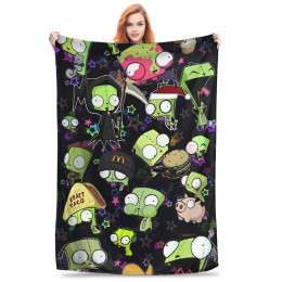Одеяла Invader Zim Gir Dib с роботом, фланелевое текстильное декоративное портативное супермягкое одеяло для кровати, автомобиля, покрывало