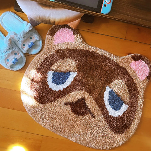 Kawaii Tufting Raccoon Dog Коврик для ванной комнаты Мягкий детский игровой коврик с героями мультфильмов Ковер для гостиной Противоскользящий коврик для прихожей Домашний декор для детской комнаты