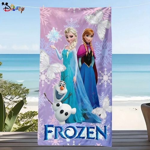 Пляжное полотенце Disney Frozen Character: Эльза, Анна и Олаф! Подходит для полотенец, банных полотенец, пляжных полотенец, подарков.