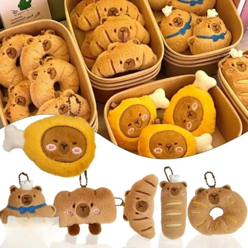 1-20 шт. Kawaii капибара плюшевый кулон милый мультфильм еда тематическая кукла подвеска для сумок рюкзаки сувениры для вечеринок идеи подарков на день рождения
