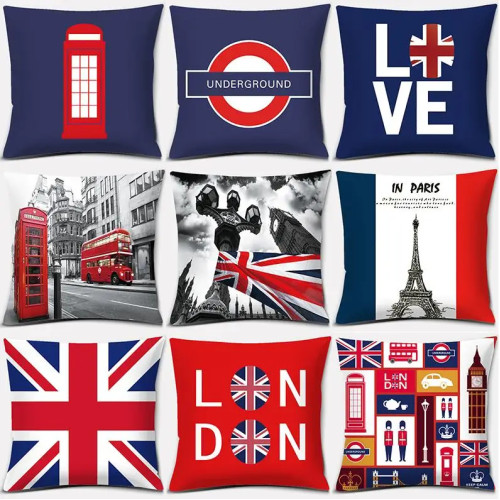 Домашний декор LOVE England Series квадратная полиэстеровая наволочка с принтом, чехол для подушки, украшение для спальни, гостиной, funda de almohada