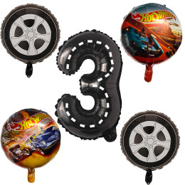 5 шт., Hot Wheels, декор для дня рождения, номер 1, 2, 3, 4, 5, 6, 7, 8, гоночный автомобиль для мальчиков, принадлежности для тематической вечеринки, колесные воздушные шары, два быстрых дня рождения