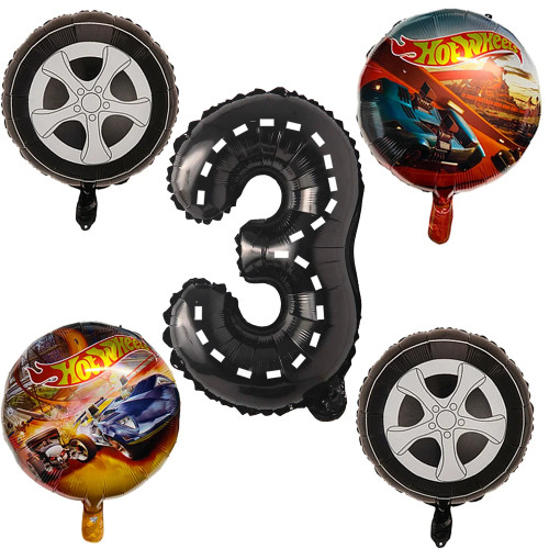 5 шт., Hot Wheels, декор для дня рождения, номер 1, 2, 3, 4, 5, 6, 7, 8, гоночный автомобиль для мальчиков, принадлежности для тематической вечеринки, колесные воздушные шары, два быстрых дня рождения