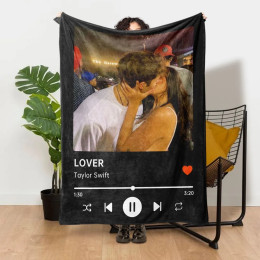 Персонализированное фланелевое одеяло Spotify для девочек и мальчиков, подарок для пары, индивидуальное имя альбома с песен, одеяло для плеера