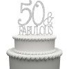 Топпер для торта 50 премиум-класса, серебристый металл, 50 и сказочный блестящий горный хрусталь для вечеринки в честь 50-летия, делает отличную центральную часть