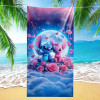 Пляжное полотенце Stitch and Stitchette: Magic Oceanic Escape с любовью и розами. Подходит для пляжных полотенец, полотенец, банных полотенец.