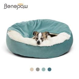 Benepaw ортопедическая кровать для собак с одеялом с капюшоном, зимняя теплая водонепроницаемая грязеотталкивающая домашняя кроватка для кошек и щенков, которую можно стирать в машине