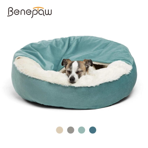 Benepaw ортопедическая кровать для собак с одеялом с капюшоном, зимняя теплая водонепроницаемая грязеотталкивающая домашняя кроватка для кошек и щенков, которую можно стирать в машине