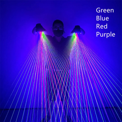 Magicool, зеленые, синие, красные, фиолетовые, многолинейные лазерные перчатки RGB, диджейские светодиодные фонарики, парные светящиеся танцевальные реквизиты с перезаряжаемой батареей для концерта