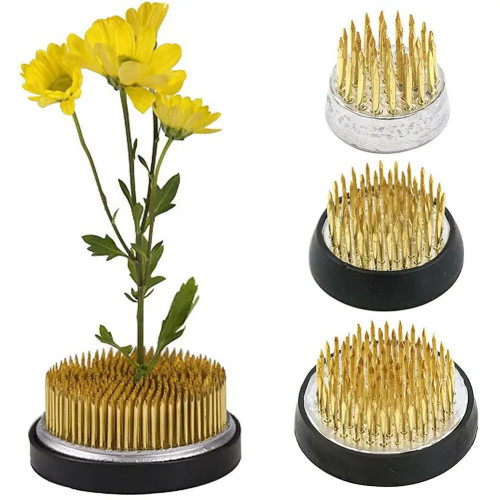 Круглая подставка для цветов Ikebana Kenzan, фиксированный инструмент в виде лягушки, небольшая Золотая булавка для цветов, держатель для создания лягушек
