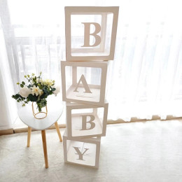 27/25 см прозрачная почтовая коробка на заказ A-Z Baby Shower для девочек, украшение для первого дня рождения, детский воздушный шар на свадьбу, день рождения, коробка «сделай сам»