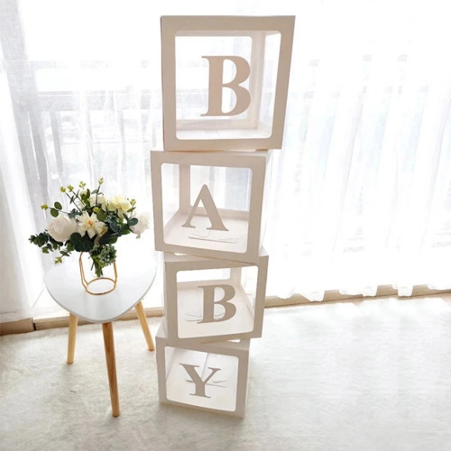 27/25 см прозрачная почтовая коробка на заказ A-Z Baby Shower для девочек, украшение для первого дня рождения, детский воздушный шар на свадьбу, день рождения, коробка «сделай сам»