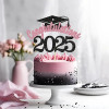 Топпер для выпускного торта класса 2025, черный и розовый бамбук, идеально подходит для тортов средней школы/соледжа/университета