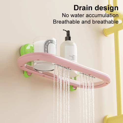 Овальная полка на присоске UFORU Dopamine Style — настенное крепление для ванной комнаты без сверления для геля для душа и дезинфицирующего средства для рук