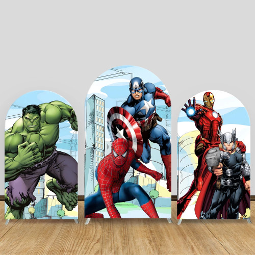 TB Marvel супергерой арка фон чехол Человек-паук Железный человек Халк детский день рождения детский душ украшение фон эластичная ткань