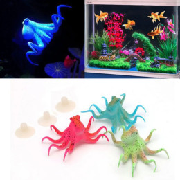 Флуоресцентный искусственный осьминог для аквариума с украшением для аквариума на присоске