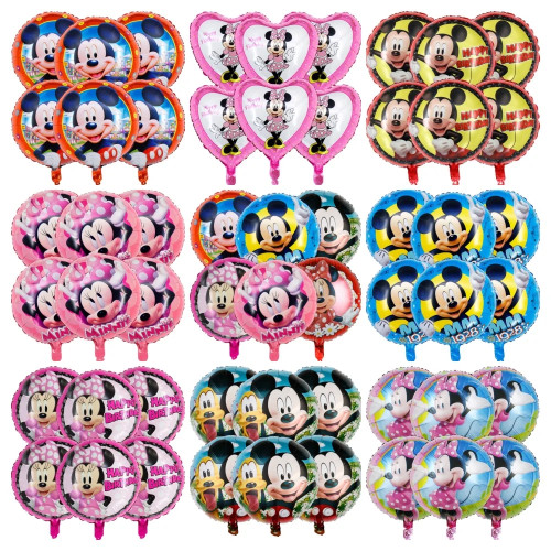 6 шт./компл. набор воздушных шаров с Микки и Минни Маус Disney 18-дюймовый фольгированный круглый воздушный шар для мальчиков и девочек сувениры для дня рождения, украшения для детского душа