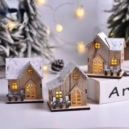 Рождественский светодиодный светильник Navidad, деревянный дом, светящаяся кабина, рождественские украшения для дома, елочные украшения, Новый год 2024, подарки