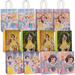 12-60 шт., бумажный мешок для конфет Disney Six Princess, детский декор для дня рождения, принцесса, Белоснежка, Белль, Золушка, Аврора, подарочная коробка
