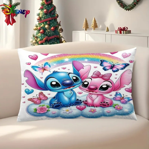 Наволочка с мультяшным принтом Disney Stitch и Angel: наволочка для дивана «Волшебная смесь любви и цвета», односторонняя печать
