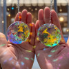2 шт., круглые хрустальные ловцы солнца, стеклянная призма, подвесные ловцы солнца, создатель радуги для окна, балкона, кухни, украшения сада