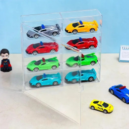 Акриловая автомобильная витрина 1:64 для Hot Wheels, модель автомобиля, игрушка, 8 сеток, стойка для шкафа, пылезащитные штабелируемые автомобильные ящики для хранения, прозрачные