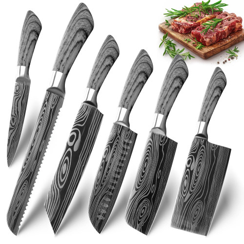 Кухонный нож Дамаск Лазерный нож шеф-повара 5 7 8 дюймов Тесак для мяса Японский нож Сантоку Мясник Резак для нарезки рыбы и овощей