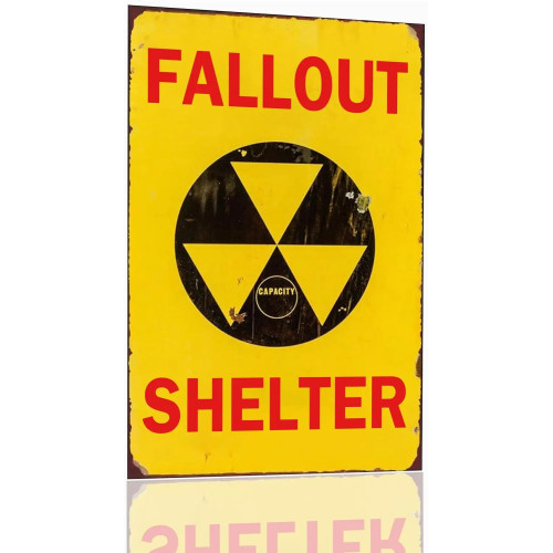 Оловянная вывеска Fallout Shelter, декор Fallout, металлический плакат, декор для гаража, знак «Пещера человека», 8x12 дюймов