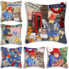 Cute Funny British Cartoon Bear Pillow Covers Cartoon Sofa Decorative Home Double-sided Printing Short Plush Cute Cushion Cover