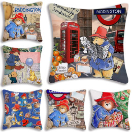 Cute Funny British Cartoon Bear Pillow Covers Cartoon Sofa Decorative Home Double-sided Printing Short Plush Cute Cushion Cover