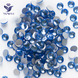 YANRUO 2058NoHF SS3-SS34 легкий сапфир без горячей фиксации плоская задняя Хрустальная стразы клей на Стразы для дизайна ногтей