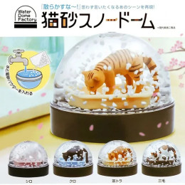 Кавайные капсульные игрушки KITAN WaterDomeFactory, милый кошачий туалет, снежный шар, тигр, ситцевый котенок, аниме, миниатюрный декор, фигурки гашапона