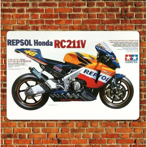 Металлический постер для мотоцикла, модель ранней модели Tamiya Repsol Boxart