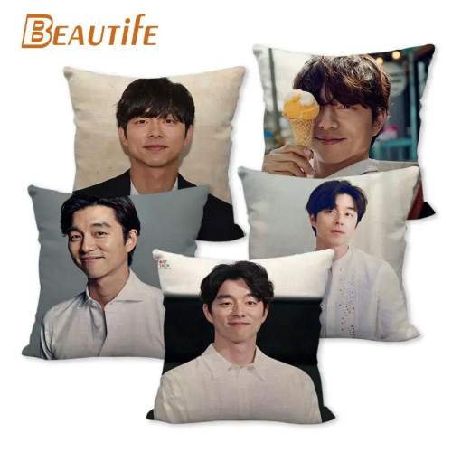 Наволочка Gong Yoo KPOP на заказ, свадебная декоративная хлопково-льняная наволочка для дома, наволочка 45X45 см, одна сторона